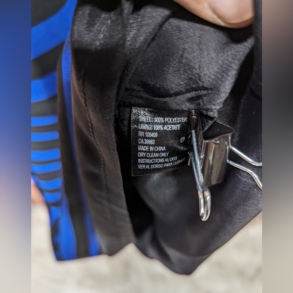 Tahari Arthur S. Levine "Elton" Dress Size 10 Black Cobalt Blue Black Zip Back - Picture 6 of 6